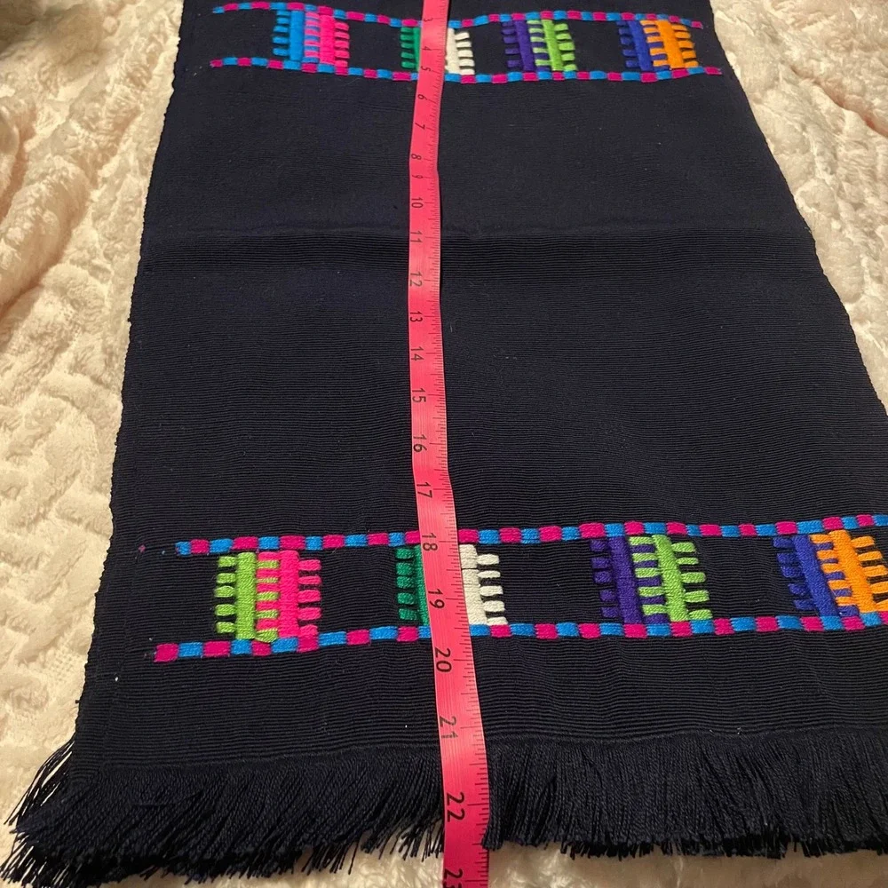Embroidered Table placemats Set 3 Navy Colorful Boho‎ Decor Latin America 22x14